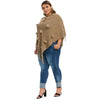 Pompoms Fringed Poncho Plus Size Sweater
