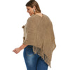 Pompoms Fringed Poncho Plus Size Sweater