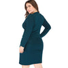 Draped Long Sleeve Surplice Plus Size Tulip Dress