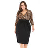 Leopard Stitching Elegant Plus Size Dress