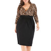 Leopard Stitching Elegant Plus Size Dress