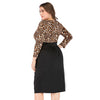 Leopard Stitching Elegant Plus Size Dress