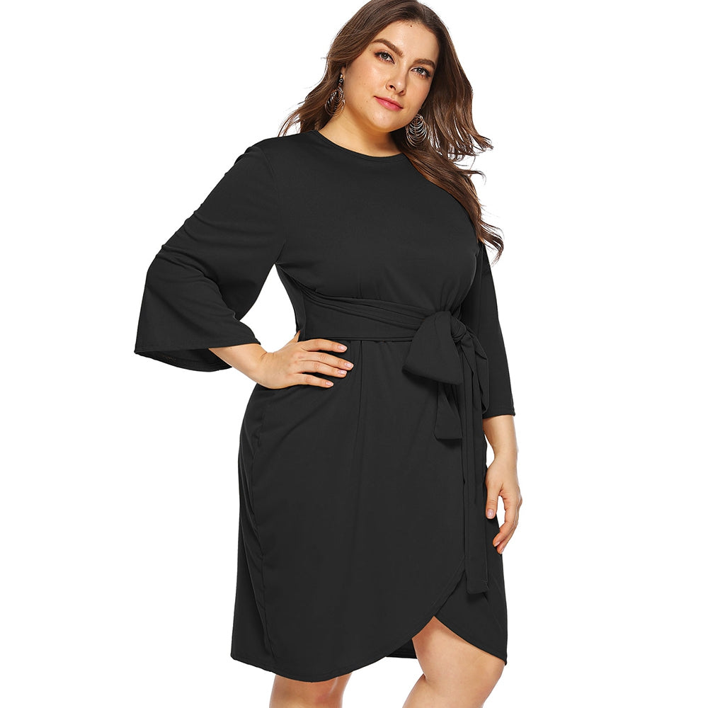 Plus Size Belted Tulip Dress