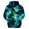 Women Pullover Hoodie Starry Sky Print Long Sleeve Loose-fitting Style 2 Pockets