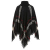 Plus Size Turtleneck Plaid Fringe Cape Sweater