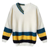 Women Pullover Sweater V Neck Long Sleeve Well-made Hemline for Daily Wear