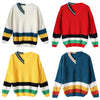 Women Pullover Sweater V Neck Long Sleeve Well-made Hemline for Daily Wear