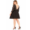 Plus Size Lace Solid Color Dress Women Long Sleeve Dress