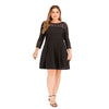 Plus Size Lace Solid Color Dress Women Long Sleeve Dress