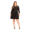 Plus Size Lace Solid Color Dress Women Long Sleeve Dress