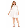 Plus Size Lace Solid Color Dress Women Long Sleeve Dress