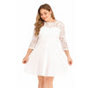 Plus Size Lace Solid Color Dress Women Long Sleeve Dress