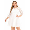 Plus Size Lace Solid Color Dress Women Long Sleeve Dress