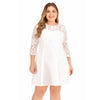 Plus Size Lace Solid Color Dress Women Long Sleeve Dress