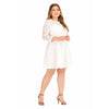 Plus Size Lace Solid Color Dress Women Long Sleeve Dress