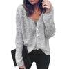 Women Cardigan Button Sweater V-neck Long Sleeves Blouse Loose Tops