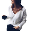 Women Cardigan Button Sweater V-neck Long Sleeves Blouse Loose Tops