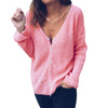 Women Cardigan Button Sweater V-neck Long Sleeves Blouse Loose Tops