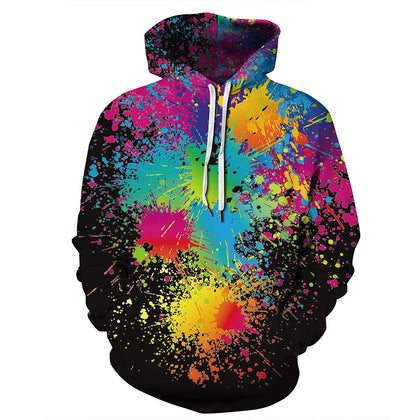 QYXH - 049 Colorful Ink Jet Printing Hooded Sweater for Men