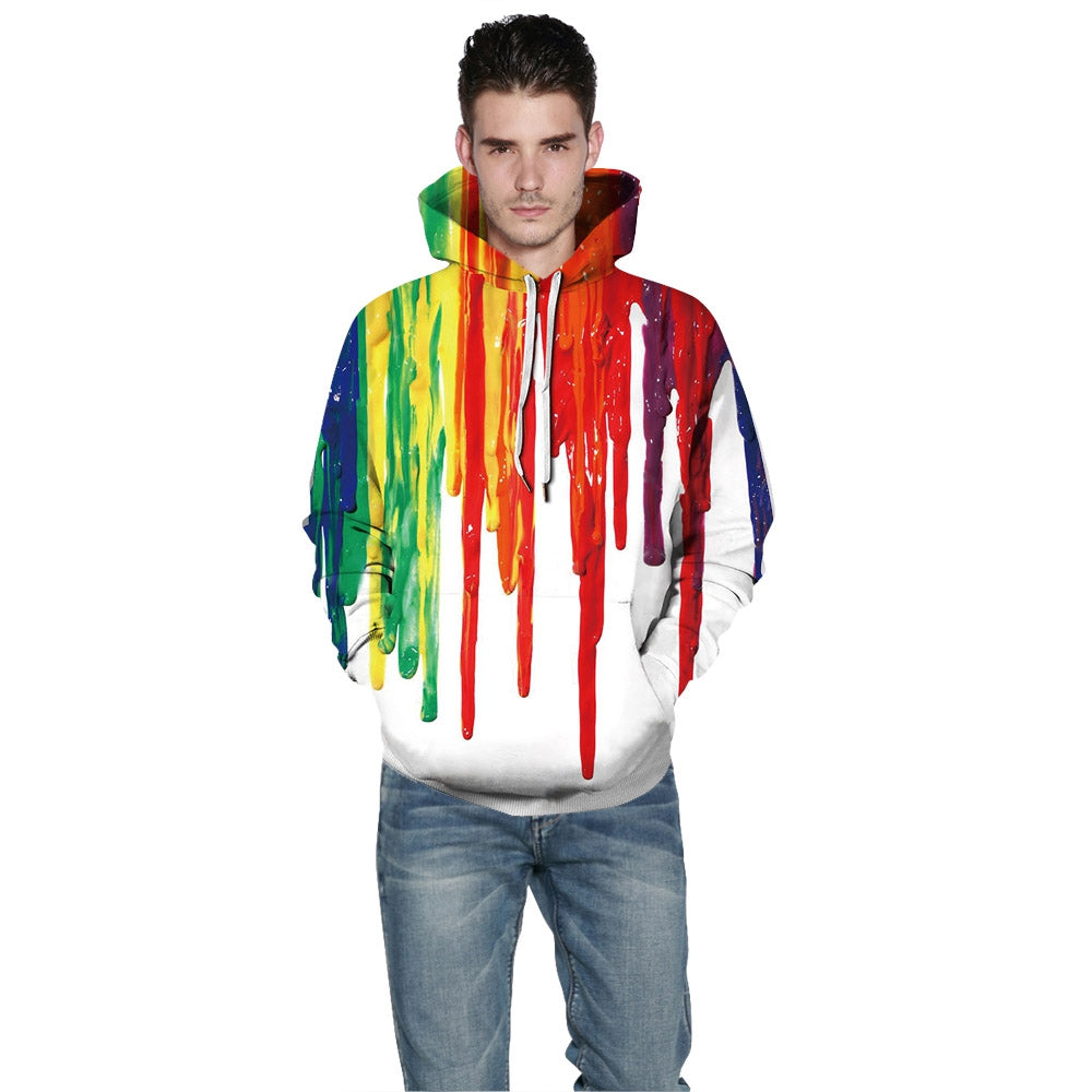 QYXH - 048 Hooded Sweatshirt Painting Color Printing Men Pullover