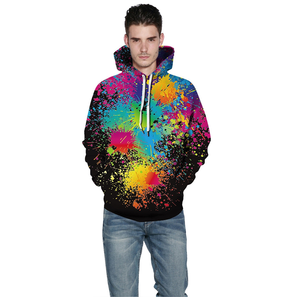 QYXH - 049 Colorful Ink Jet Printing Hooded Sweater for Men