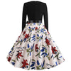 Vintage Dress Slim Fit Round Collar Long Sleeve Big Hem for Women