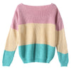 V-neck Multi-colour Patchwork Pullover for Women