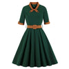 Bowknot Vintage Belted Fit and Flare Dress