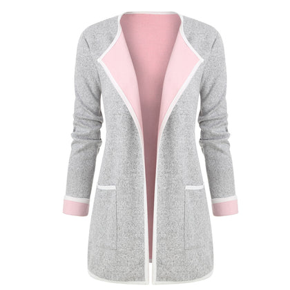 Cuffed Sleeves Heathered Pokcets Cardigan