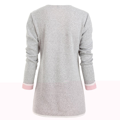 Cuffed Sleeves Heathered Pokcets Cardigan