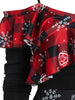 Cold Shoulder Ruffled Santa Claus Print Christmas Dress
