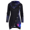 Cowl Neck Galaxy Print Panel Tunic Sweater