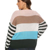 Plus Size Striped Colorblock Crew Neck Sweater
