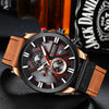 CURREN 8346 Men's Business Round Six-pin Watch Multi-function Waterproof Leather Band Watches with Calendar