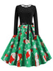 Lattice Christmas Santa Claus Snowflake Print Midi Dress