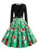 Lattice Christmas Santa Claus Snowflake Print Midi Dress