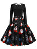 Lattice Christmas Santa Claus Snowflake Print Midi Dress