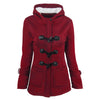 Female Coat Thick Horn Button Hooded Cotton Blend Women Jacket