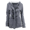 Female Coat Thick Horn Button Hooded Cotton Blend Women Jacket