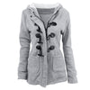 Female Coat Thick Horn Button Hooded Cotton Blend Women Jacket