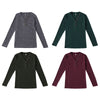 V-neck Button Pullover Sweater Long-sleeved Slim Stretch Solid Color