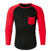 Pleated Sleeve Color Blocking Spliced T-shirt