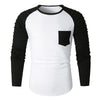 Pleated Sleeve Color Blocking Spliced T-shirt