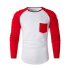 Pleated Sleeve Color Blocking Spliced T-shirt