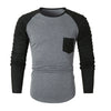 Pleated Sleeve Color Blocking Spliced T-shirt