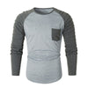 Pleated Sleeve Color Blocking Spliced T-shirt