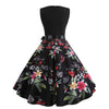 Round Collar Sleeves Flower Print Patchwork Bow Belted A Line Dress