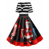 Santa Claus Striped Gathered Christmas Dress