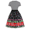 Women Vintage Dress Round Collar Short Sleeve for Summer