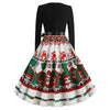 Christmas Print Long-sleeved Vintage Dress for Women